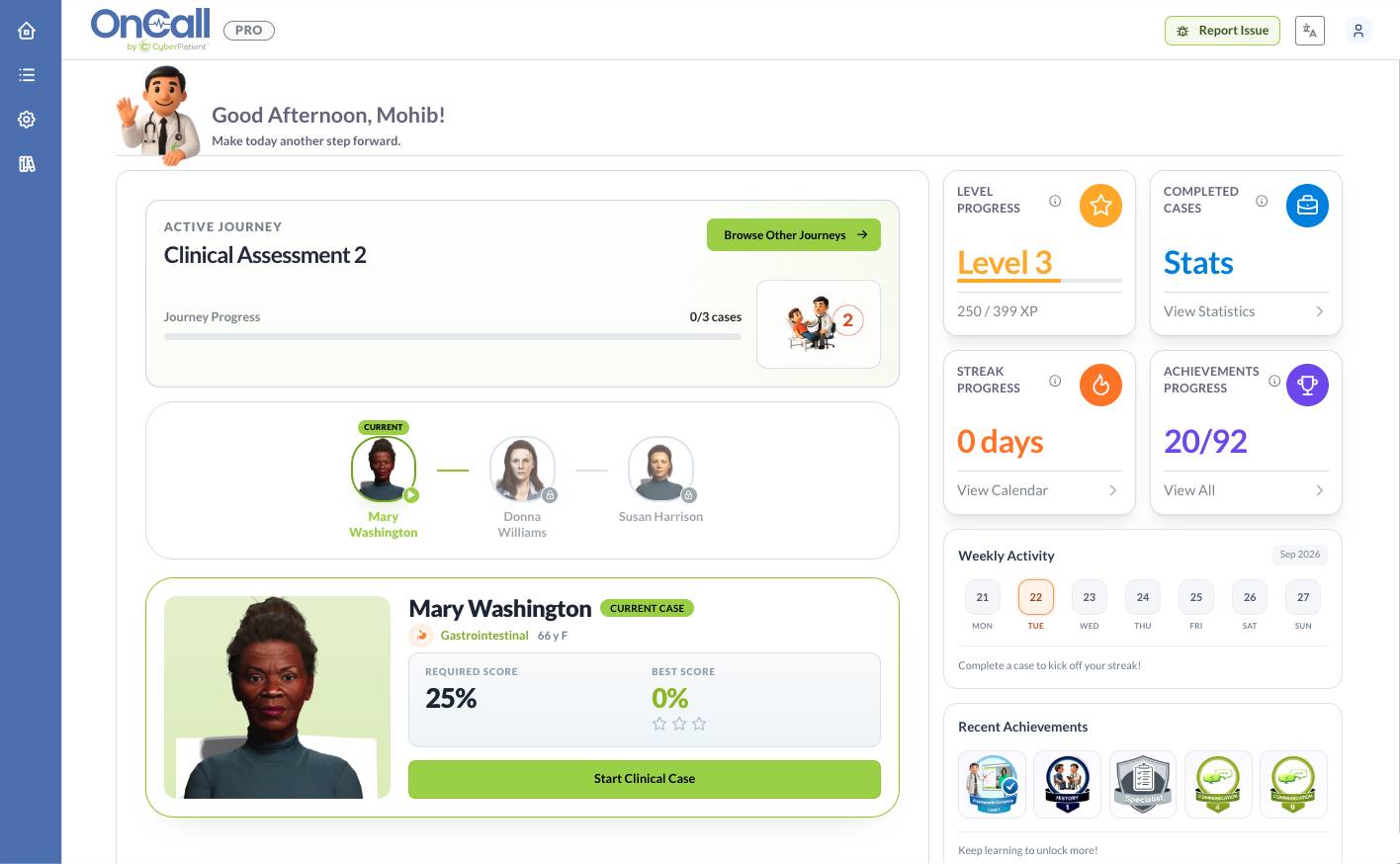 CP OnCall: Student dashboard